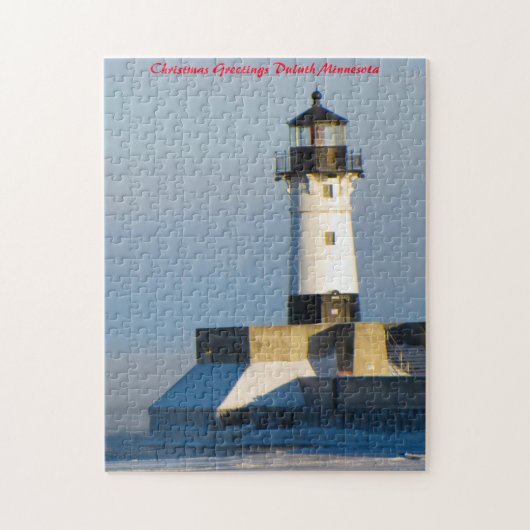 Lighthouse Duluth Minnesota.kerstgroeten Legpuzzel (Verticaal)