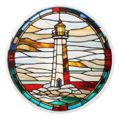 Lighthouse Faux Glas in lood Keramische Knop (Voorkant)