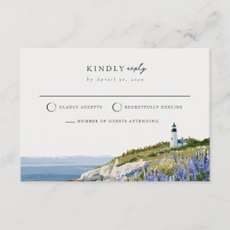 Lighthouse Lupine Maine Coast Trouw RSVP Kaart