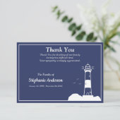 Lighthouse Marine Blue Funeral Merci Carte de note (Debout devant)