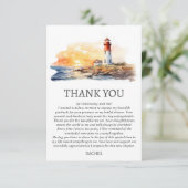 Lighthouse Nautical Strand Bruidsfeest Thema Bedankkaart (Staand voorkant)