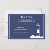 Lighthouse Navy Blue Funeral Dank u Kaart (Voorkant)