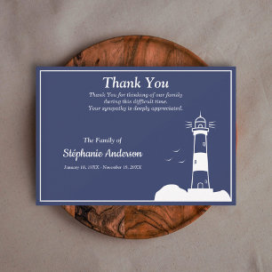 Lighthouse Navy Blue Funeral Dank u Kaart