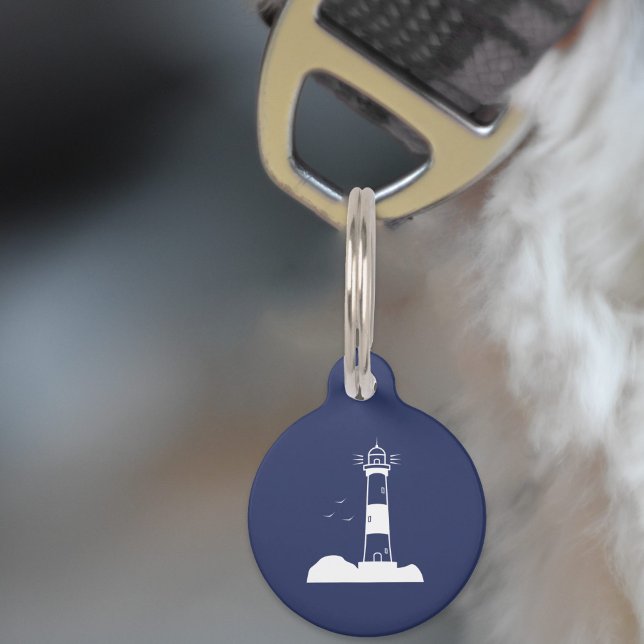 Lighthouse Navy Blue Hondentag Huisdierpenning (Lighthouse Navy Blue Pet Tag)