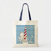 Lighthouse Octopus Blue en White Stripe Canvas tas (Voorkant)