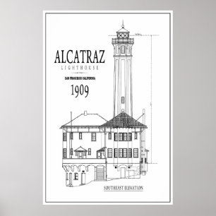 LIGHTHOUSE OP DE ARCHITECTUUR VAN ALCATRAZ ISLAND POSTER