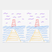 Lighthouse Pier Wrapping Paper Flat Sheet Set van (Voorkant 3)