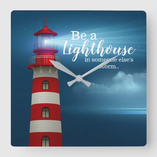 Lighthouse Quote Vierkante Klok (Voorkant)