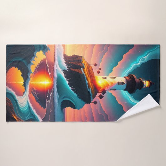 Lighthouse Seascape Badhanddoek (Badhanddoek)