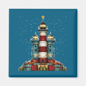 Lighthouse Seaside Christmas Tree Xmas Long Sleeve Magneet (Voorkant)