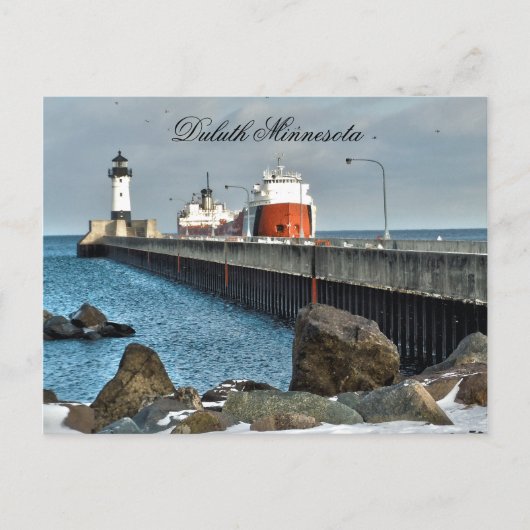 Lighthouse & Ship, Duluth Minnesota Briefkaart (Voorkant)