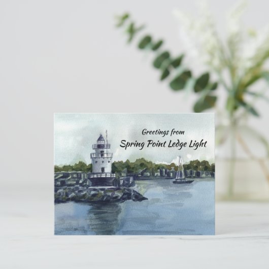 Lighthouse Spring Point Ledge Maine Ocean Briefkaart (Staand voorkant)