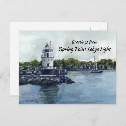 Lighthouse Spring Point Ledge Maine Ocean Briefkaart (Voorkant / Achterkant)