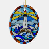 Lighthouse Stained Glass Design Keramisch Ornament (Rechts)