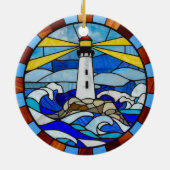 Lighthouse Stained Glass Design Keramisch Ornament (Achterkant)