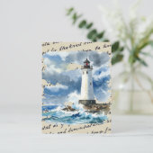 Lighthouse Storm Ocean Briefkaart (Staand voorkant)