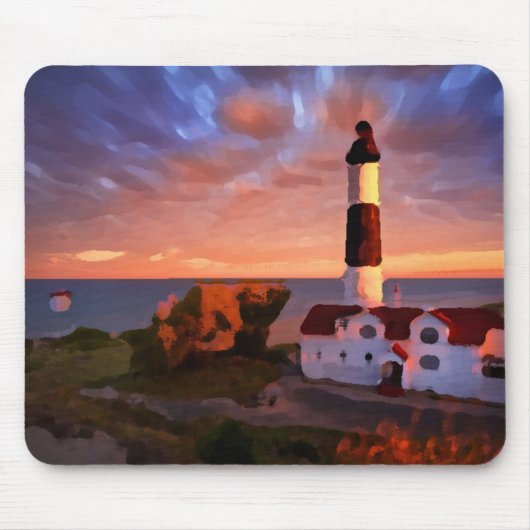 lighthouse sunrise mousepad muismat (Voorkant)