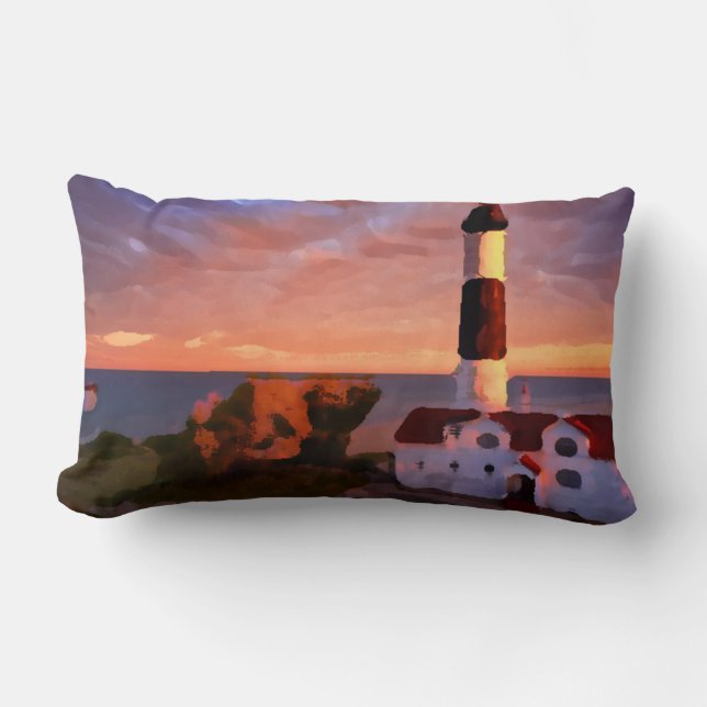 lighthouse sunrise trow pillow kussen (Voorkant)
