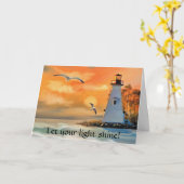 Lighthouse Sunset Christelijke Aanmoediging Kaart (Gele Bloem)