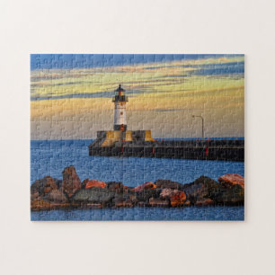 Lighthouse Sunset Duluth Minnesota Legpuzzel