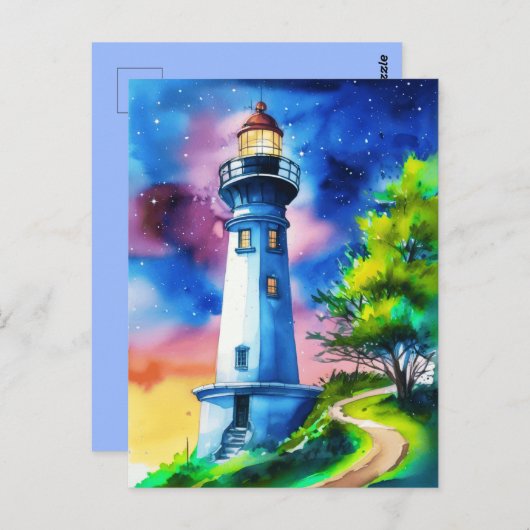 Lighthouse Under a Starry Sky Briefkaart (Voorkant / Achterkant)