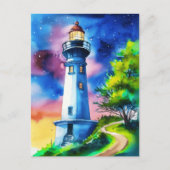 Lighthouse Under a Starry Sky Briefkaart (Voorkant)