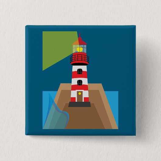 Lighthouse Vierkante Button 5,1 Cm (Voorkant)