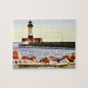 Lighthouse Winter, Duluth Minnesota Legpuzzel
