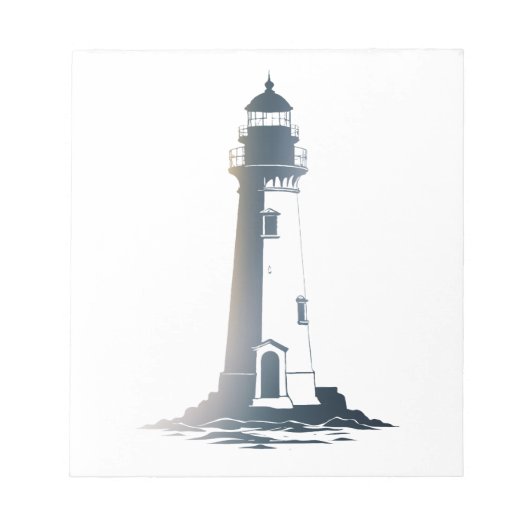 Lighthouse Zee Illustratie Silhouette Stijl Notitieblok (Voorkant)