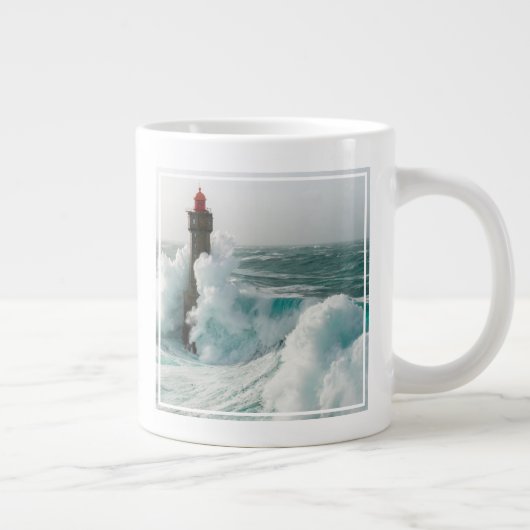 Lighthouses Jument Lighthouse Ouessant Frankrijk Extra Grote Beker (Rechts)