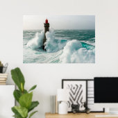 Lighthouses Jument Lighthouse Ouessant Frankrijk Poster (Thuiskantoor)