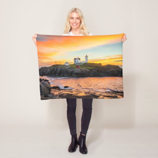 Lighthouses | Nubble Lighthouse Maine Fleece Deken (In situ)
