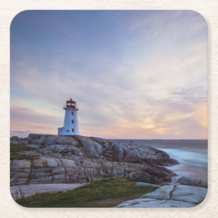 Lighthouses Peggy's Cove Lighthouse Nova Scotia Vierkante Kartonnen Onderzetter