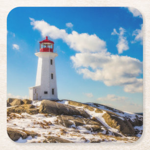 Lighthouses Peggy's Cove Nova Scotia Vierkante Kartonnen Onderzetter