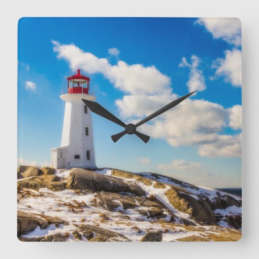 Lighthouses Peggy's Cove Nova Scotia Vierkante Klok (Voorkant)