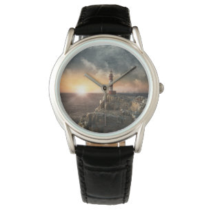 Lighthouses Red & White Lighthouse Horloge