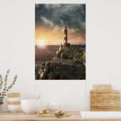 Lighthouses Red & White Lighthouse Poster (Keuken)