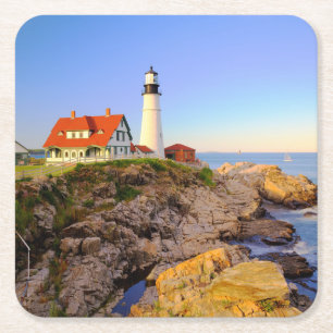 Lighthouses Rockport Lighthouse Maine Vierkante Kartonnen Onderzetter
