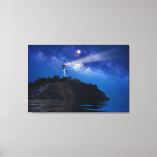 Lighthouses Starry Night Lighthouse Canvas Afdruk