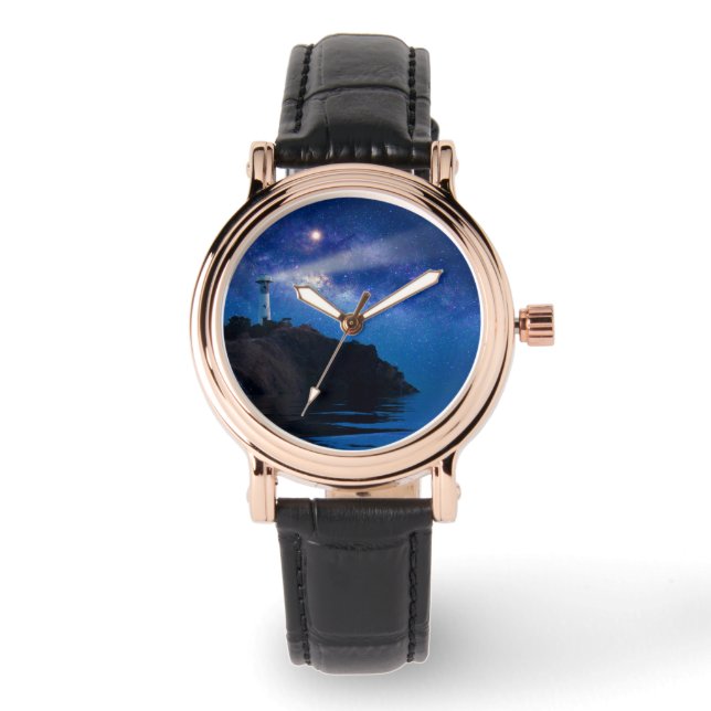 Lighthouses Starry Night Lighthouse Horloge (Voorkant)