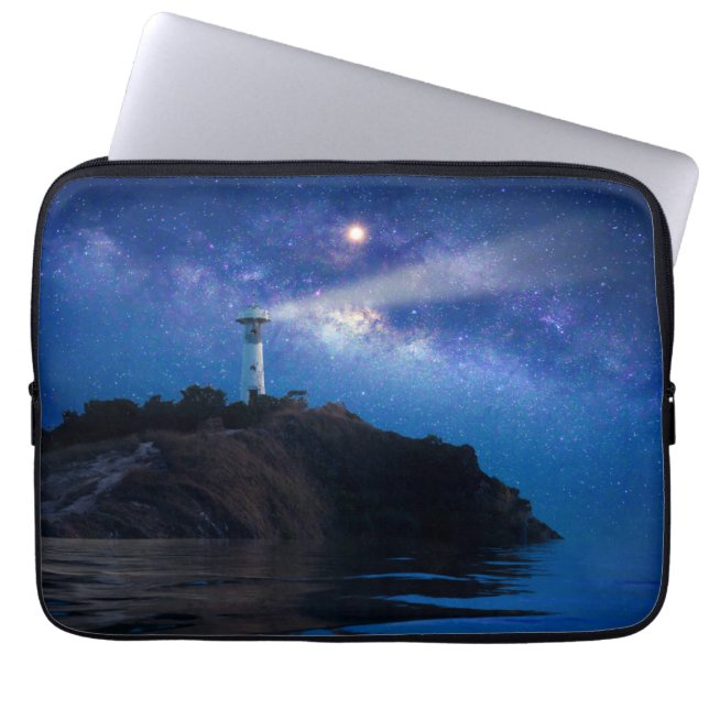Lighthouses Starry Night Lighthouse Laptop Sleeve (Voorkant)