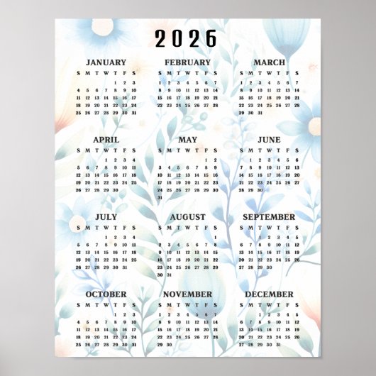 Lightly Floral Design 20256Wall Calendar Poster (Voorkant)