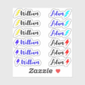 Lightning 12 kleine grillige naamlabels set sticker (Vel)