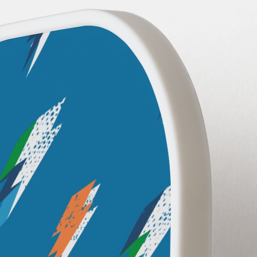 Lightning Bold Print op blauw Pickleball Paddle (Links Detail)