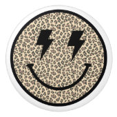 Lightning Bolt Eyes Leopard Smile Face Keramische Knop (Voorkant)