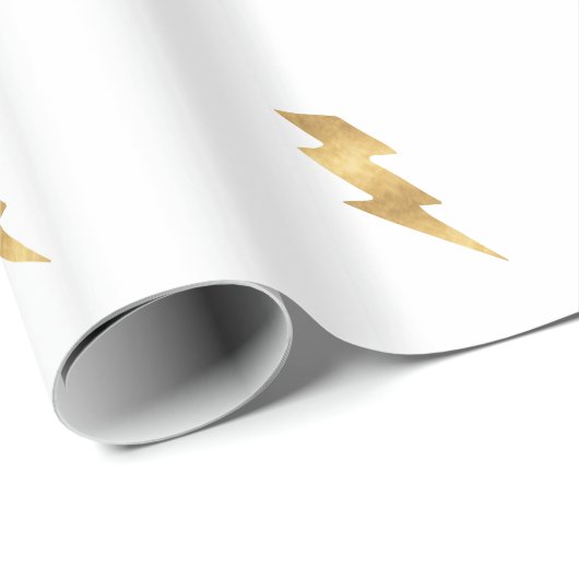 Lightning Bolt in Metallic Gold Cadeaupapier (Rol Hoek)
