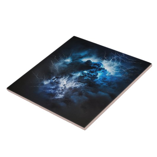 Lightning Bolt op Black Cloud Background-landschap Tegeltje (Zijkant)