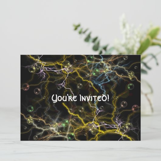 Lightning Bubble Invitation Kaart (Staand voorkant)
