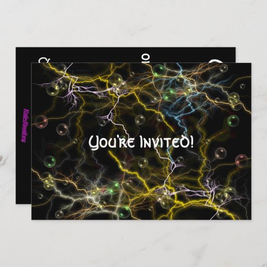 Lightning Bubble Invitation Kaart (Voorkant / Achterkant)