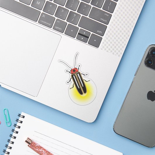 Lightning Bug Firefly Sticker (Laptop met iPhone)